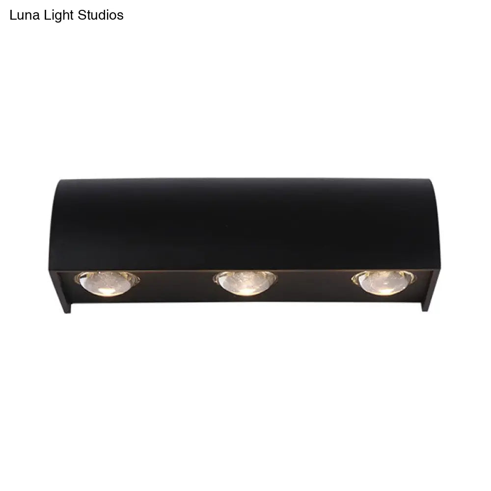 Curved Black Wall Lamp: Minimalist Led Metal Mount Lighting In Warm/White Light