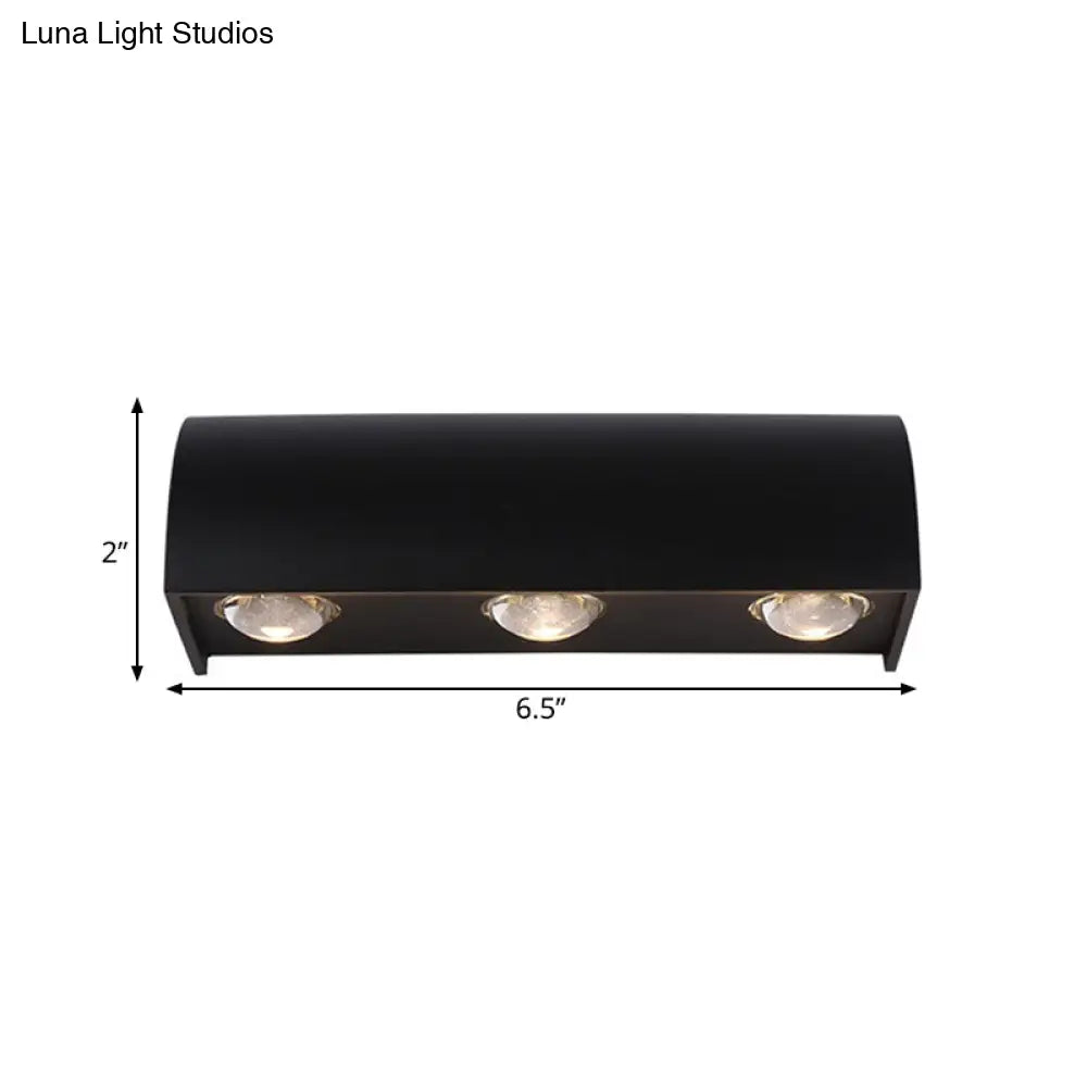 Curved Black Wall Lamp: Minimalist Led Metal Mount Lighting In Warm/White Light