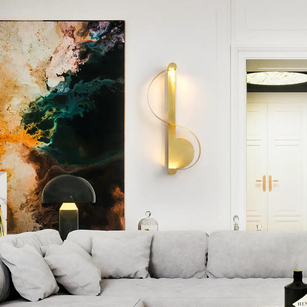 Curved Golden Led Wall Sconce In Warm/White Light - Stylish Aluminum Fixture Warm