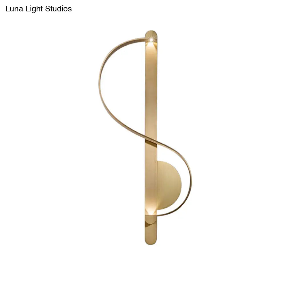 Curved Golden Led Wall Sconce In Warm/White Light - Stylish Aluminum Fixture