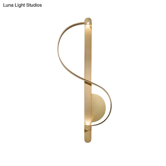 Curved Golden Led Wall Sconce In Warm/White Light - Stylish Aluminum Fixture