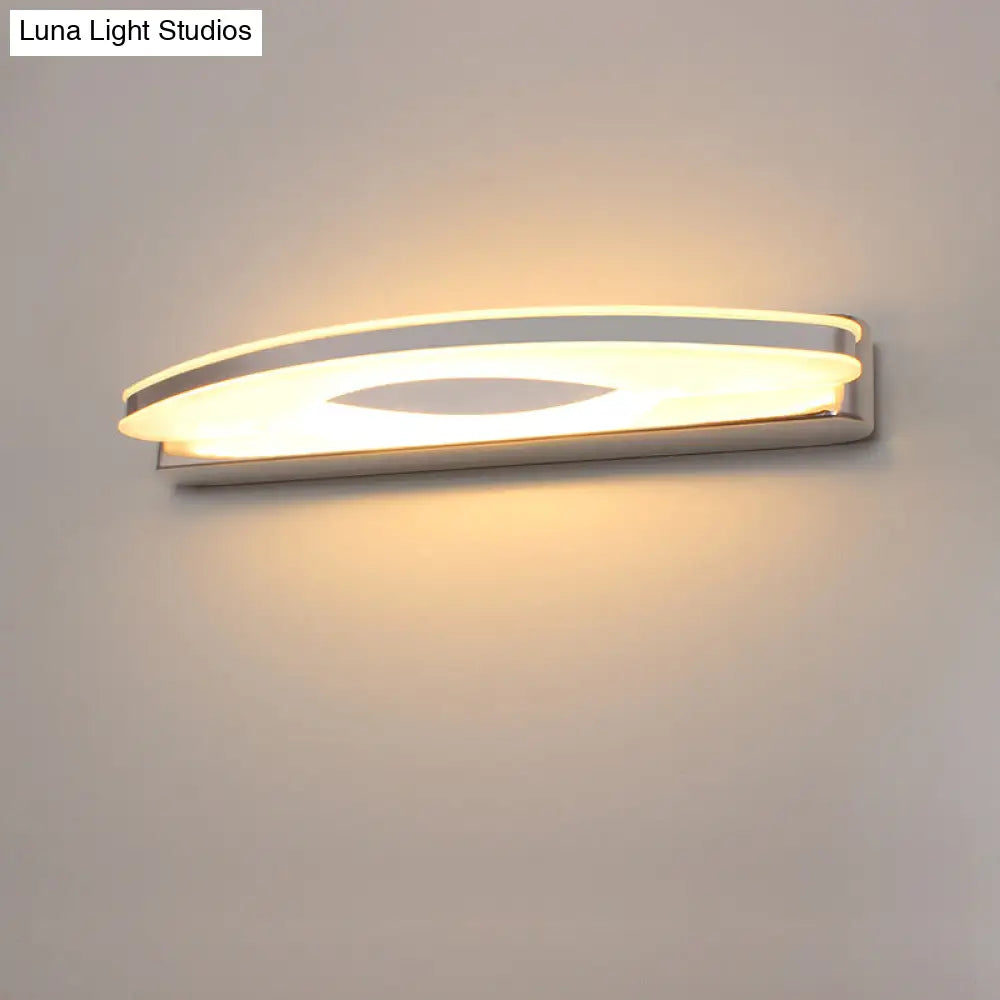 Curved Led Vanity Sconce With Stainless Steel Finish For Bathrooms