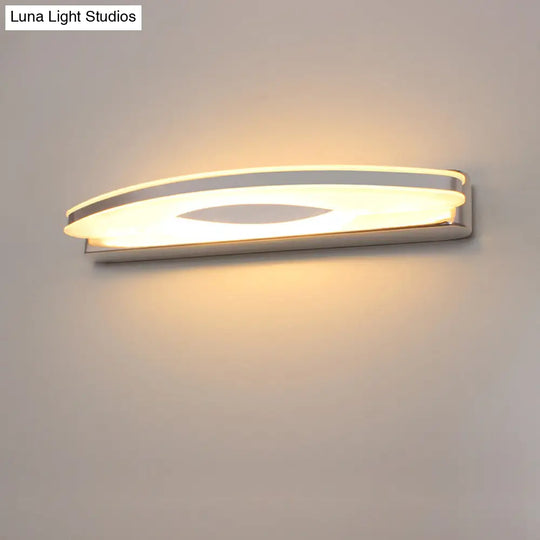 Curved Led Vanity Sconce With Stainless Steel Finish For Bathrooms