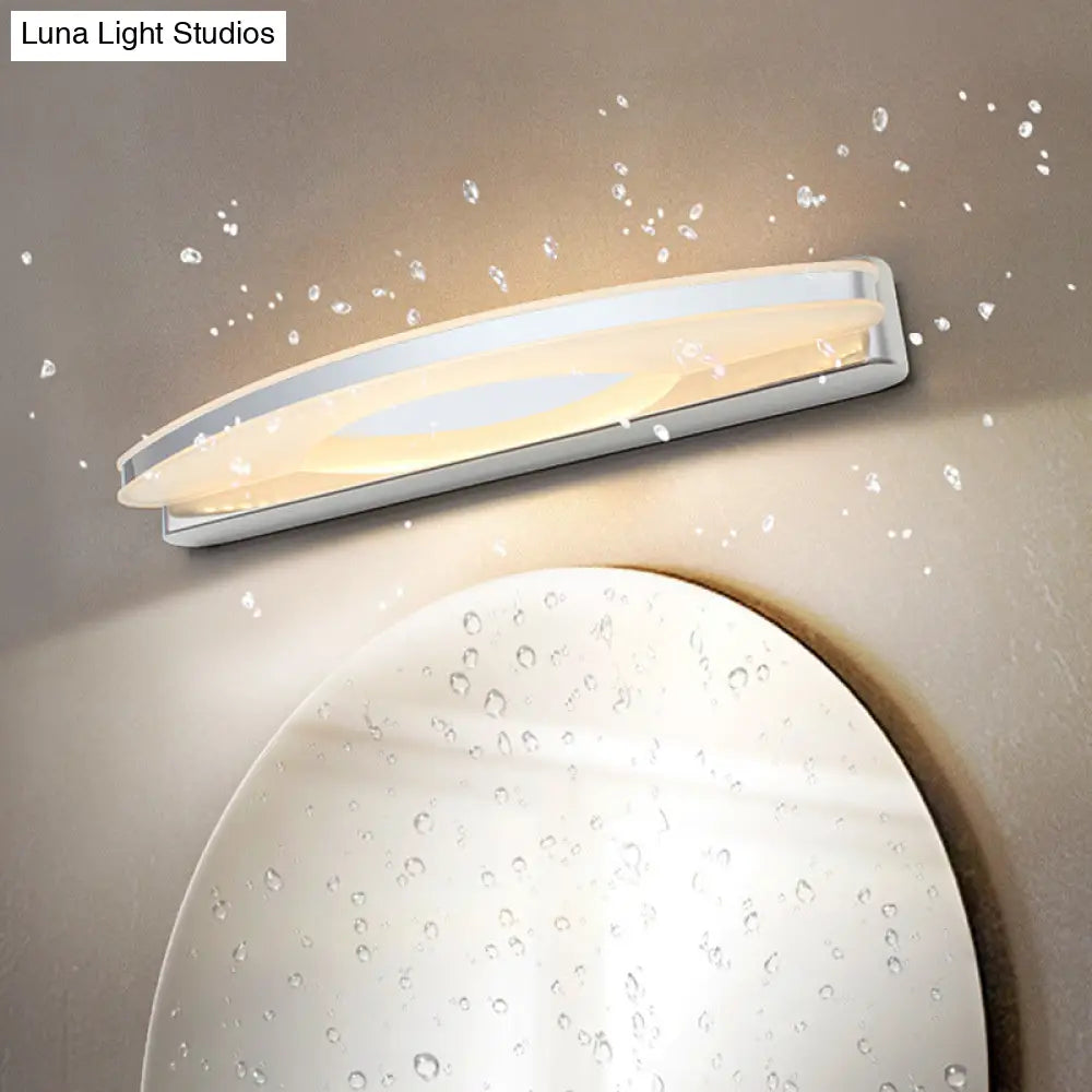 Curved Led Vanity Sconce With Stainless Steel Finish For Bathrooms