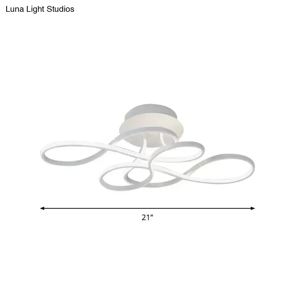 Curved Line Ceiling Mount Lamp Aluminum 21’/27.5’ Wide Led Flush Light – Gold With Warm/White