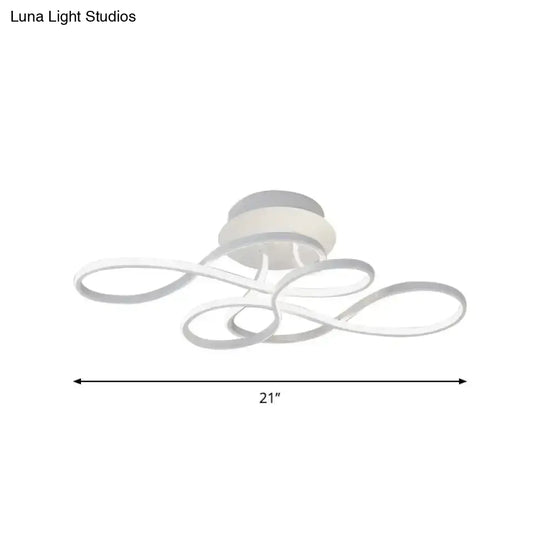 Curved Line Ceiling Mount Lamp Aluminum 21’/27.5’ Wide Led Flush Light – Gold With Warm/White