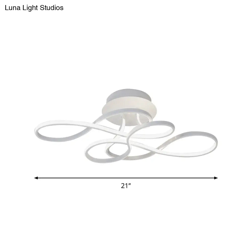 Curved Line Ceiling Mount Lamp Aluminum 21/27.5 Wide Led Flush Light Gold With Warm/White
