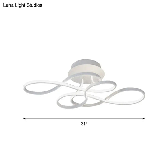 Curved Line Ceiling Mount Lamp Aluminum 21/27.5 Wide Led Flush Light Gold With Warm/White