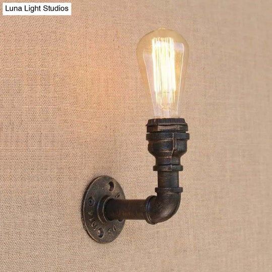 Curved Metal Wall Sconce Light With Industrial Style And Antique Bronze Finish For Bedroom