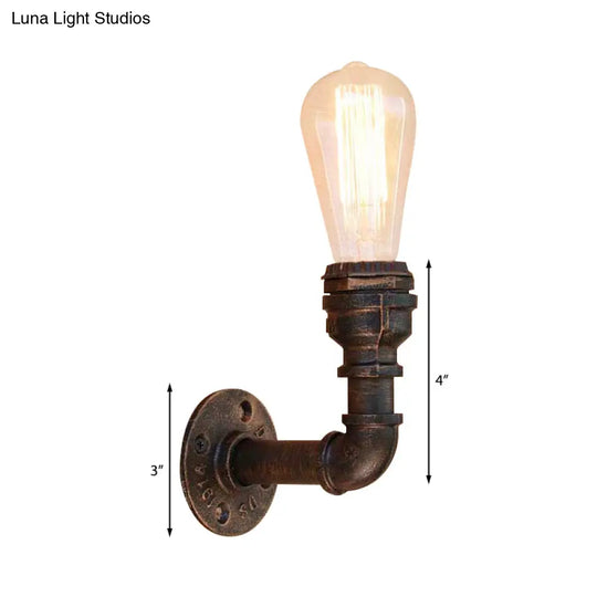 Curved Metal Wall Sconce Light With Industrial Style And Antique Bronze Finish For Bedroom