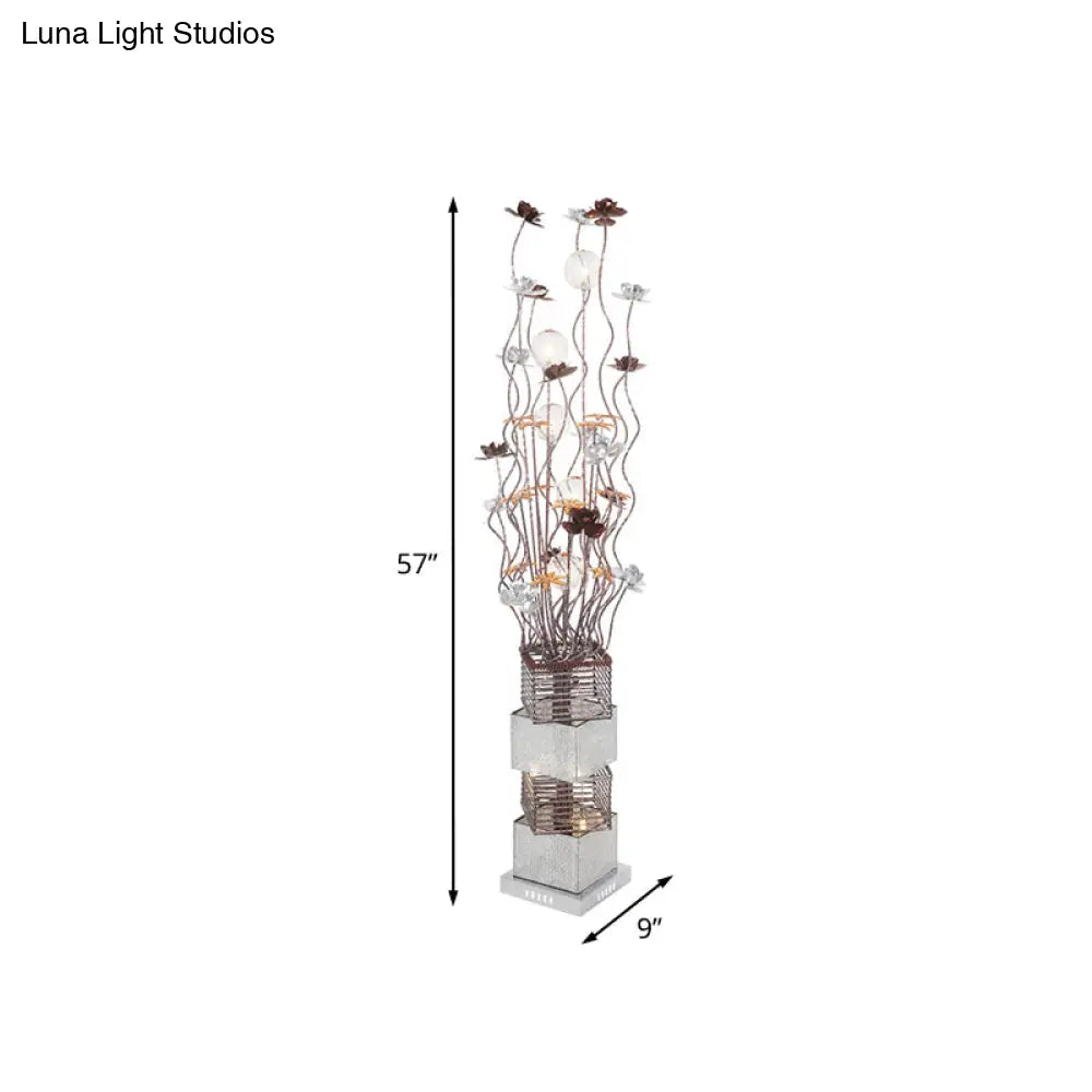 Curved Stick Led Floor Lamp In Warm/White Light - Modern Aluminum Bloom Design For Art Decor And