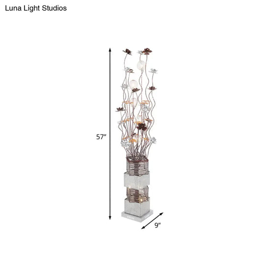 Curved Stick Led Floor Lamp In Warm/White Light - Modern Aluminum Bloom Design For Art Decor And