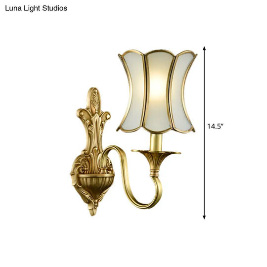 Curvy Brass Sconce Light: Traditional 1/2-Bulb Wall Lamp For Bedrooms