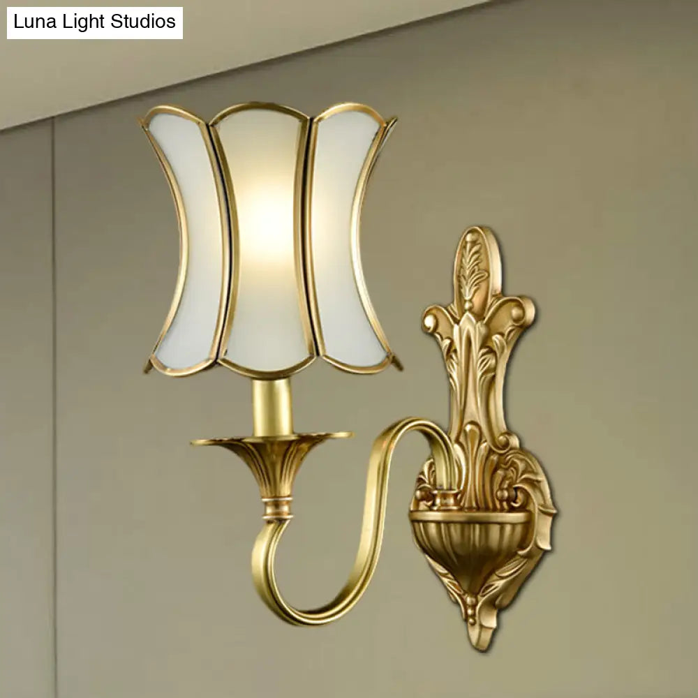 Curvy Brass Sconce Light: Traditional 1/2-Bulb Wall Lamp For Bedrooms