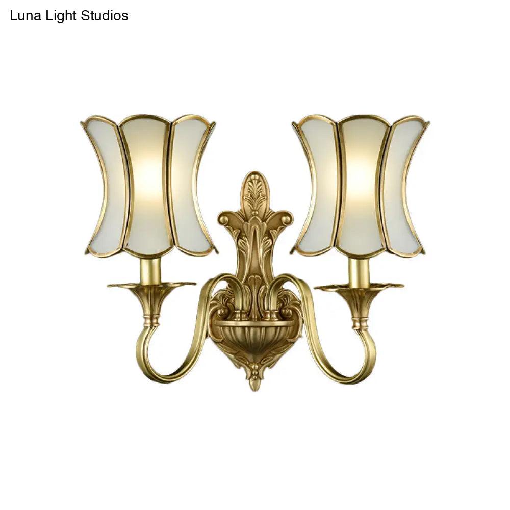 Curvy Brass Sconce Light: Traditional 1/2-Bulb Wall Lamp For Bedrooms