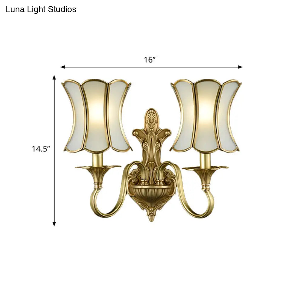 Curvy Brass Sconce Light: Traditional 1/2-Bulb Wall Lamp For Bedrooms