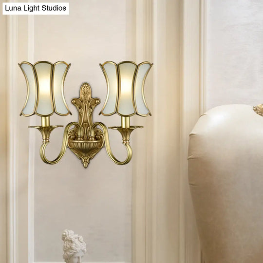 Curvy Brass Sconce Light: Traditional 1/2-Bulb Wall Lamp For Bedrooms