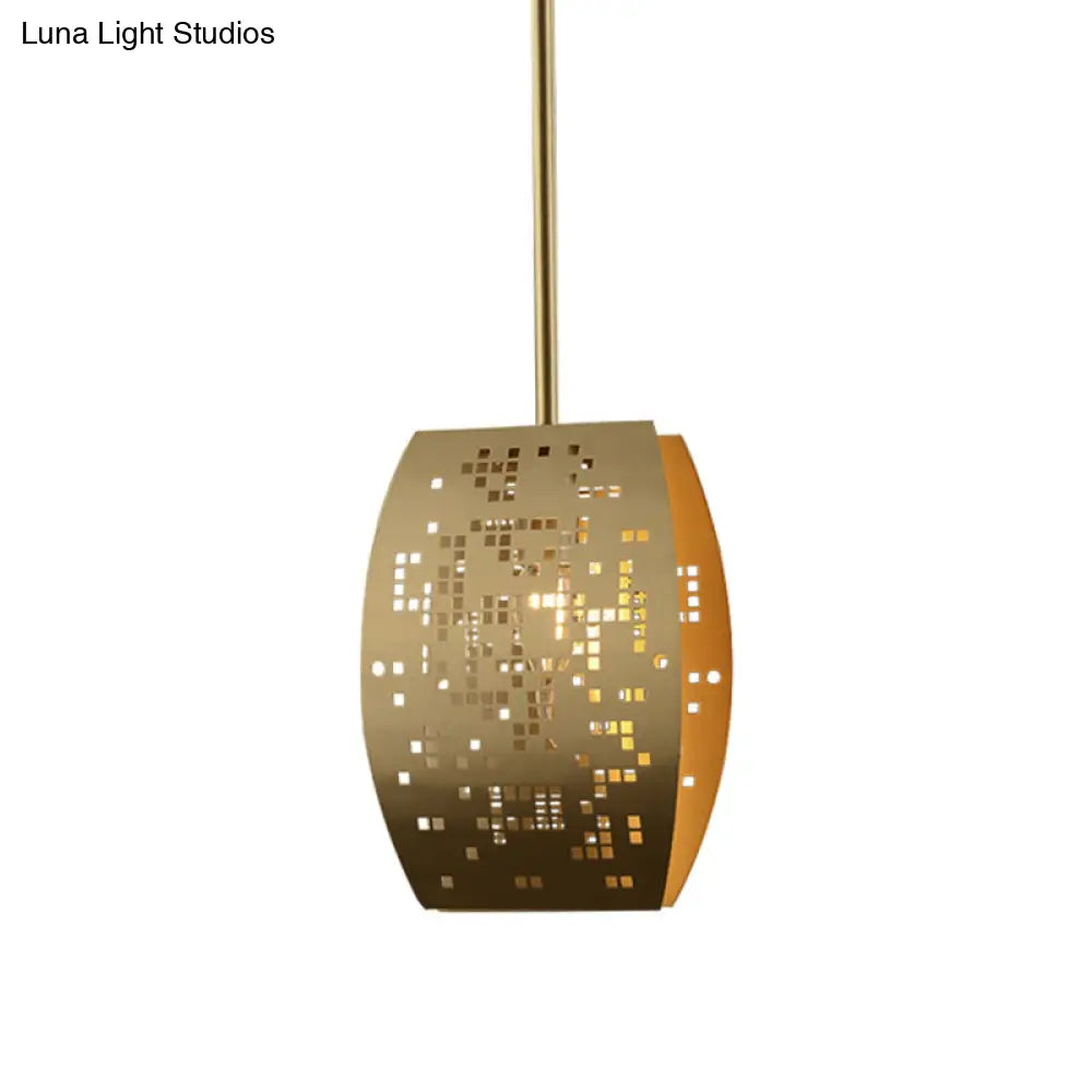 Curvy Gold Cutout Metal Pendant: Stylish Study Room Ceiling Light