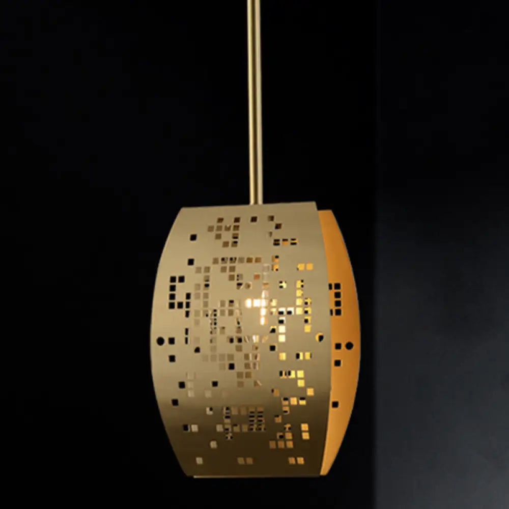 Curvy Gold Cutout Metal Pendant: Stylish Study Room Ceiling Light