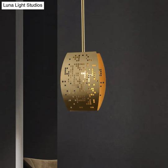 Curvy Gold Cutout Metal Pendant: Stylish Study Room Ceiling Light