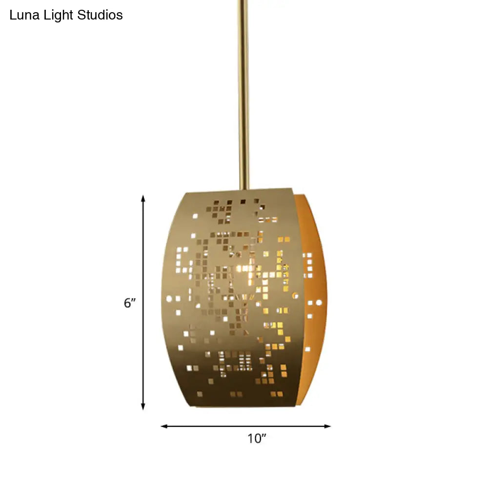 Curvy Gold Cutout Metal Pendant: Stylish Study Room Ceiling Light