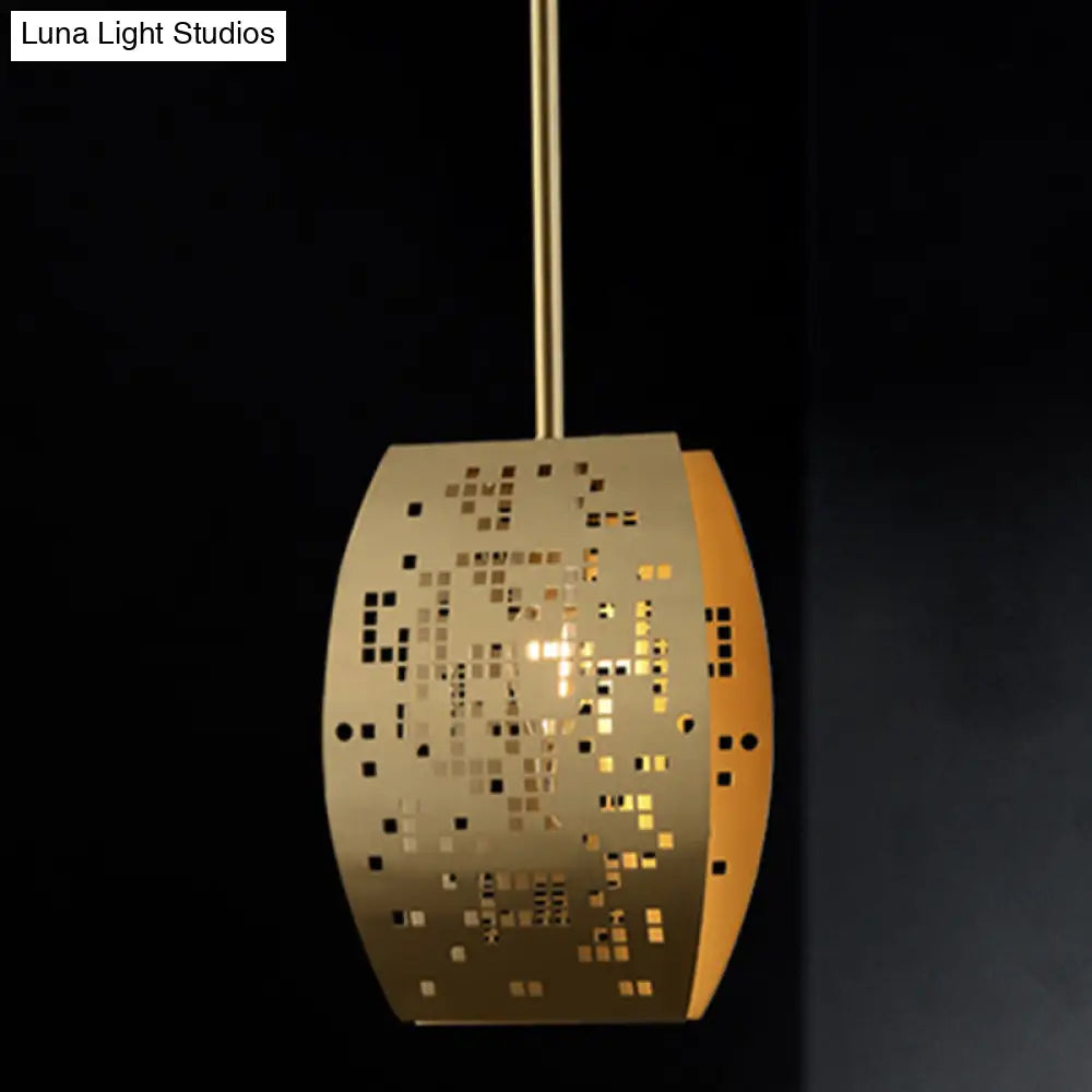 Curvy Gold Cutout Metal Pendant: Stylish Study Room Ceiling Light