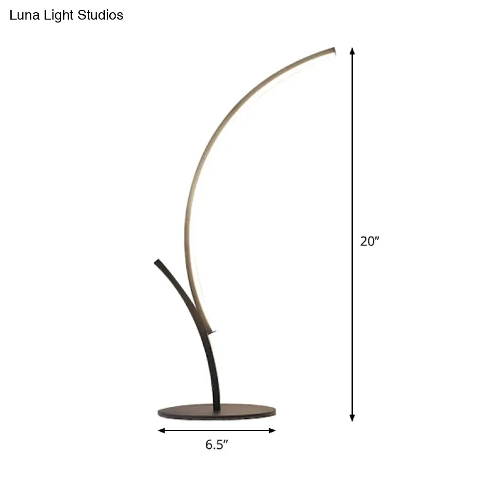 Curvy Led Night Table Lamp In Black For Bedside Reading