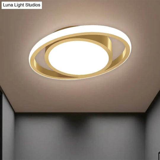 Customizable Flush Mount Metal Led Ceiling Fixture - Drum & Circle Design In Black/Gray/Gold (7 -