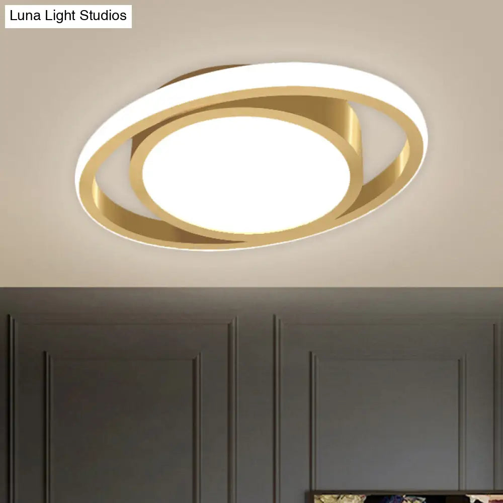 Customizable Flush Mount Metal Led Ceiling Fixture - Drum & Circle Design In Black/Gray/Gold (7-Day