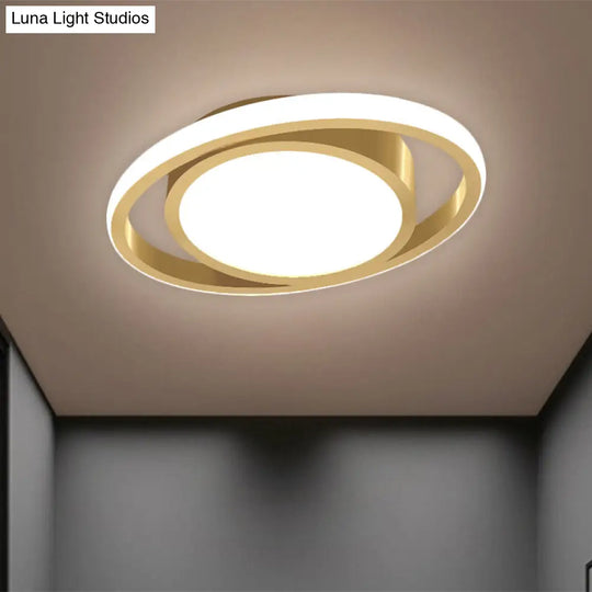 Customizable Flush Mount Metal Led Ceiling Fixture - Drum & Circle Design In Black/Gray/Gold (7-Day