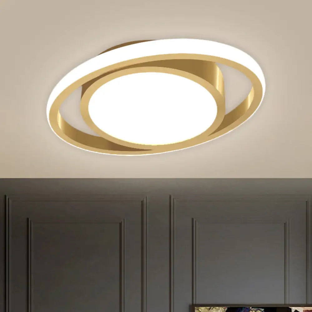 Customizable Flush Mount Metal Led Ceiling Fixture - Drum & Circle Design In Black/Gray/Gold (7 -