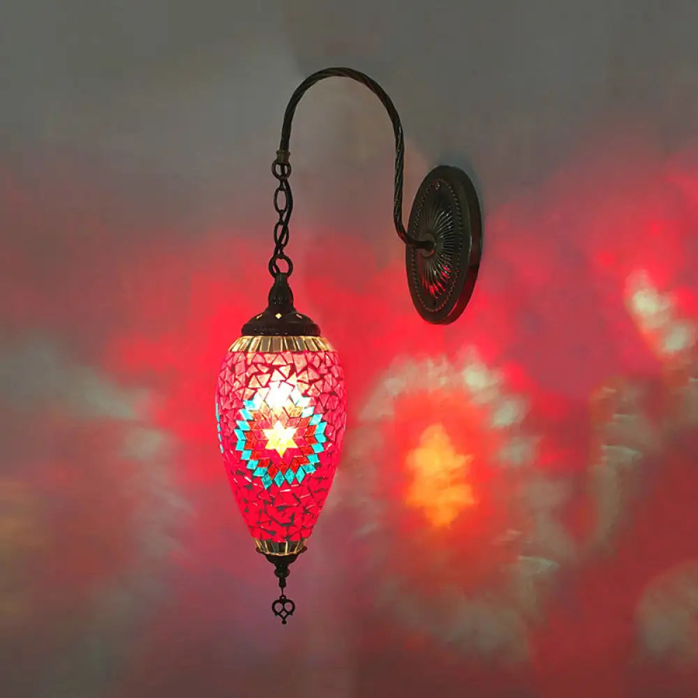 Cut Glass Teardrop Wall Sconce: Warm Traditional Lighting For Living Room Rose Red