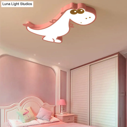 Cute Dragon Led Ceiling Light For Boys Bedroom Pink / White