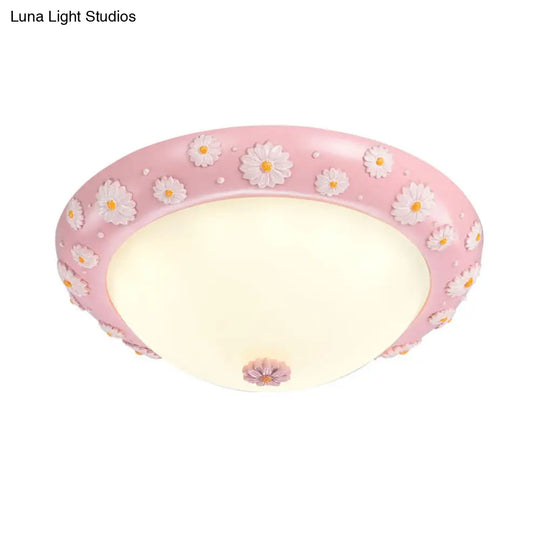 Cute Led Frosted Glass Bowl Ceiling Light For Childs Bedroom