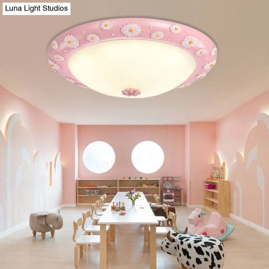 Cute Led Frosted Glass Bowl Ceiling Light For Childs Bedroom Pink / A