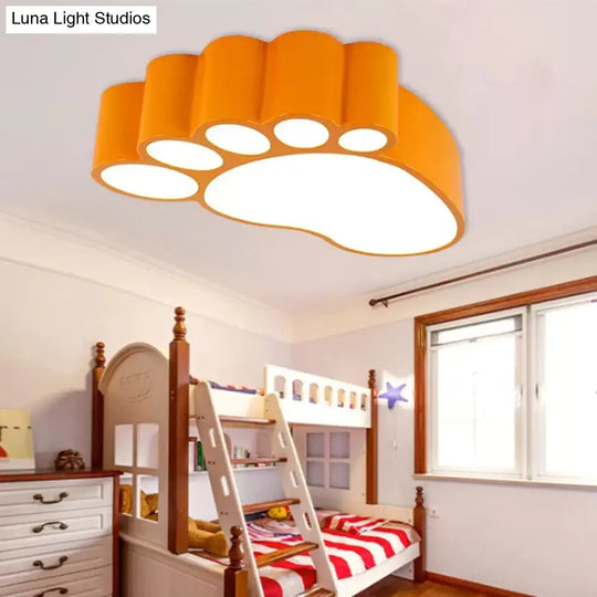 Cute Modern Led Baby Foot Ceiling Lamp For Kindergarten Orange / 19.5