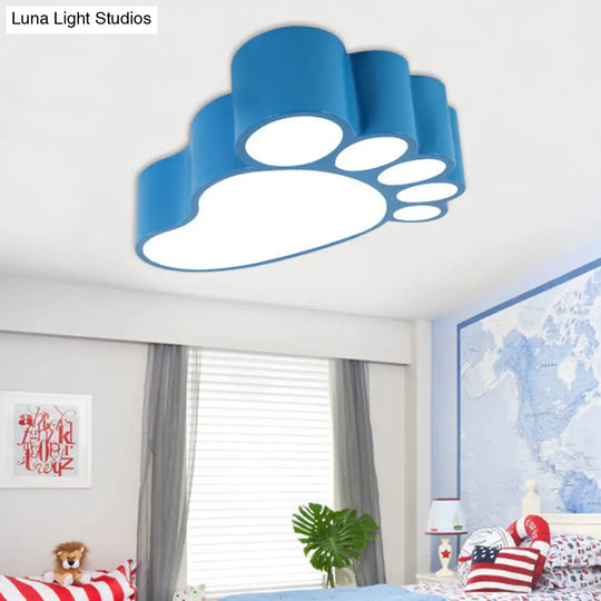 Cute Modern Led Baby Foot Ceiling Lamp For Kindergarten Blue / 19.5