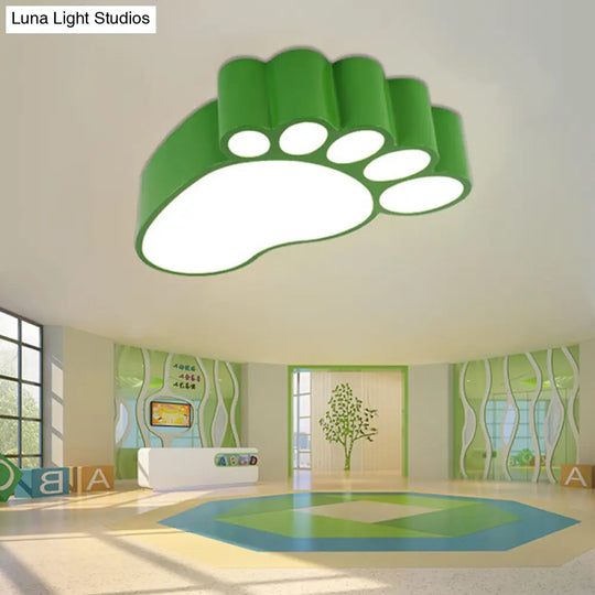 Cute Modern Led Baby Foot Ceiling Lamp For Kindergarten Green / 19.5