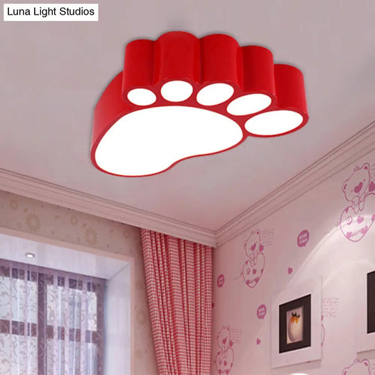 Cute Modern Led Baby Foot Ceiling Lamp For Kindergarten Red / 19.5