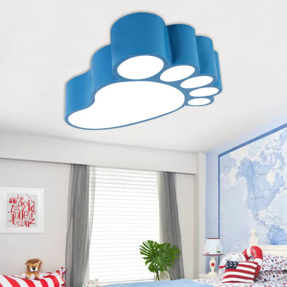 Cute Modern Led Baby Foot Ceiling Lamp For Kindergarten Blue / 19.5’