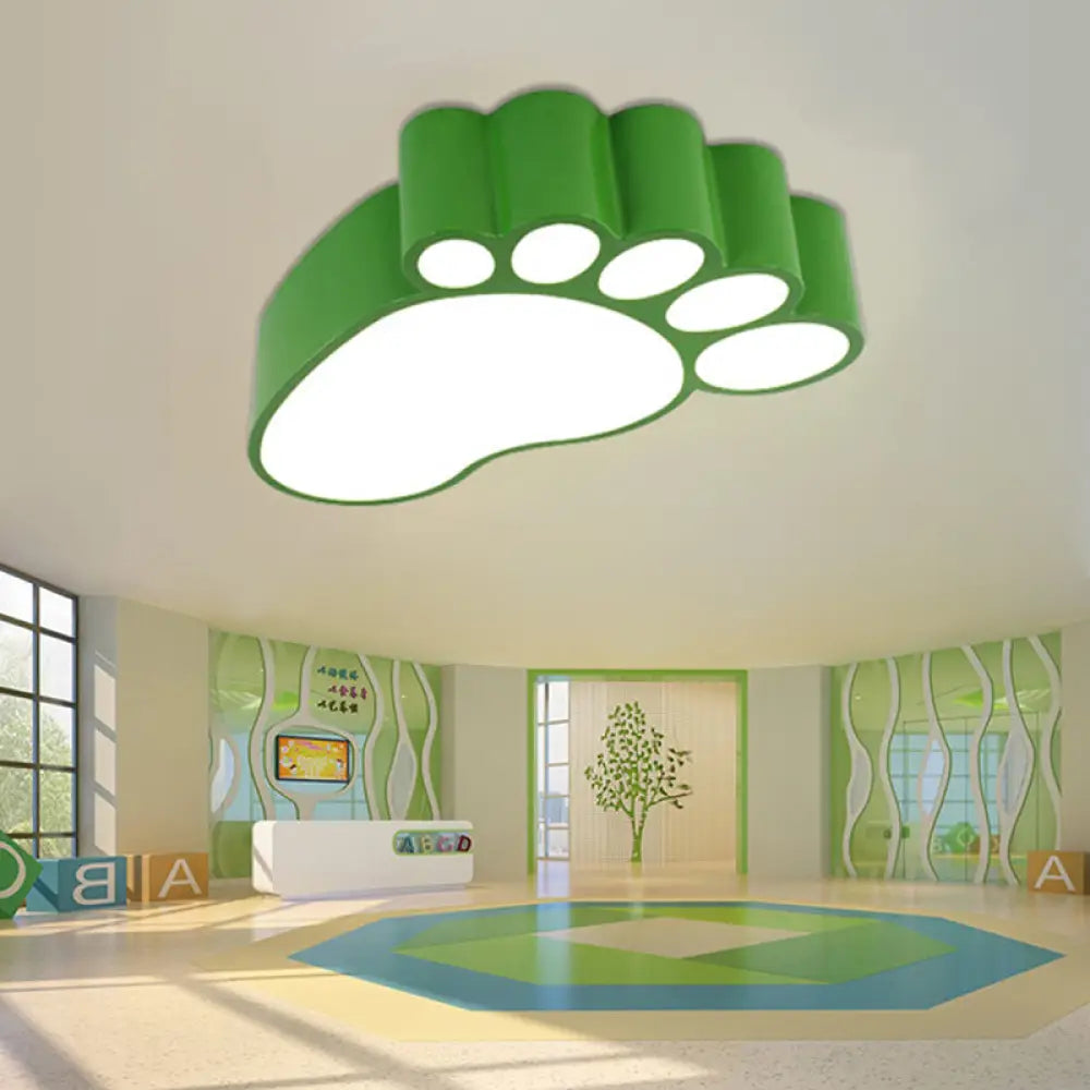 Cute Modern Led Baby Foot Ceiling Lamp For Kindergarten Green / 19.5’