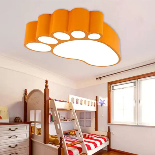 Cute Modern Led Baby Foot Ceiling Lamp For Kindergarten Orange / 19.5’