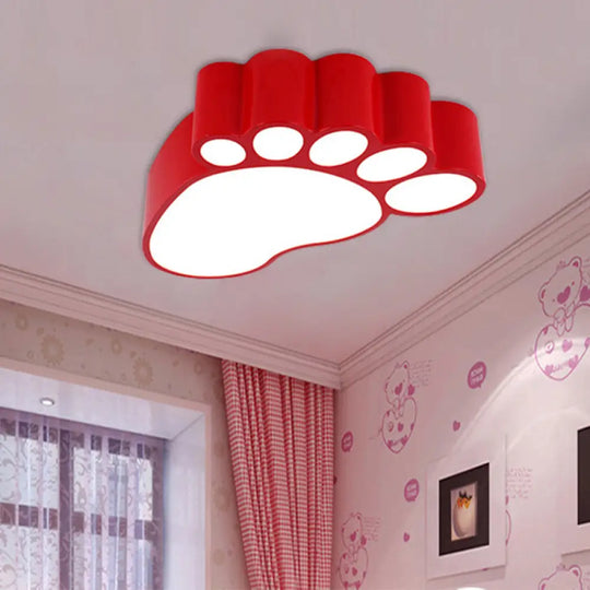 Cute Modern Led Baby Foot Ceiling Lamp For Kindergarten Red / 19.5’