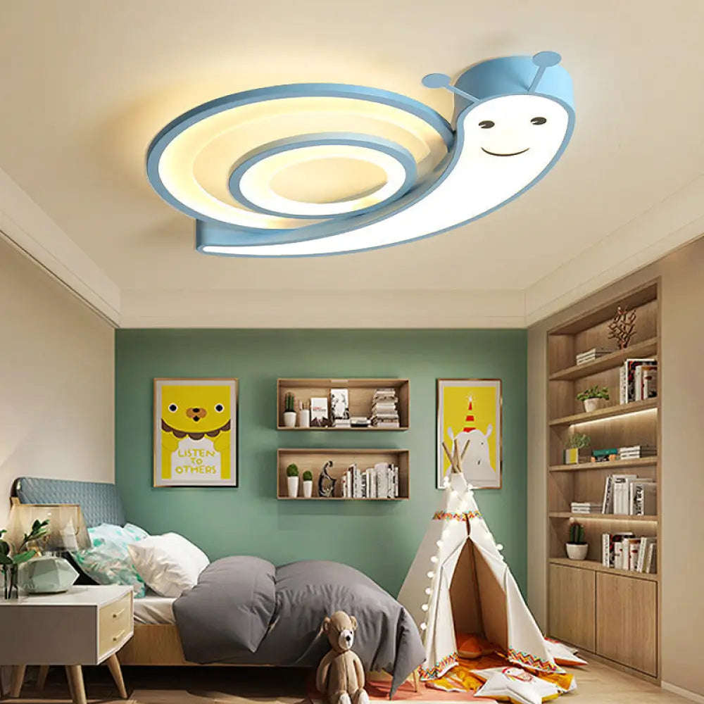 Cute Snail Led Ceiling Lamp - Perfect For Kindergarten Bedrooms! Blue / Warm