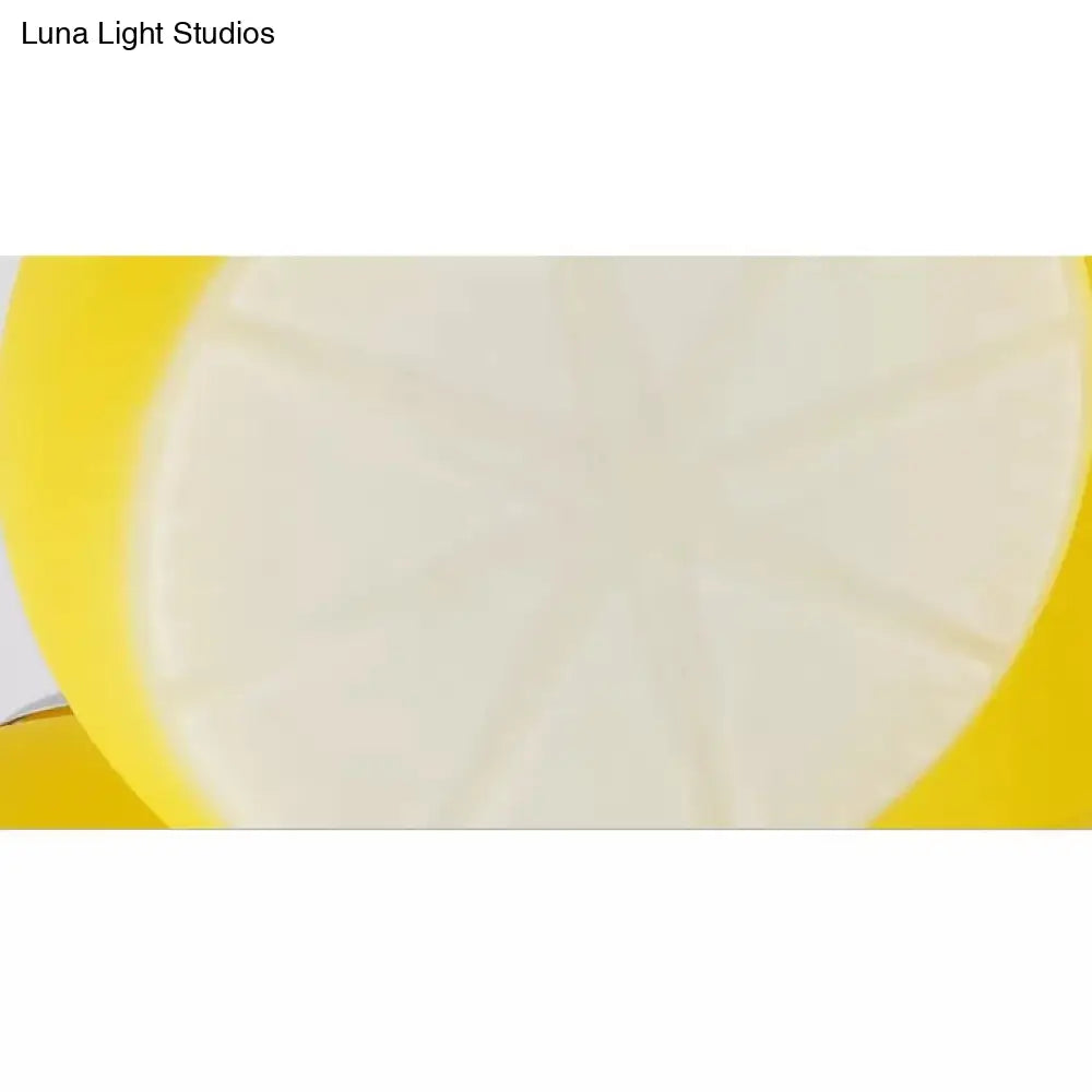 Cute Yellow Lemon Flush Mount Light With 3 Glass Lights For Restaurant And Child Bedroom