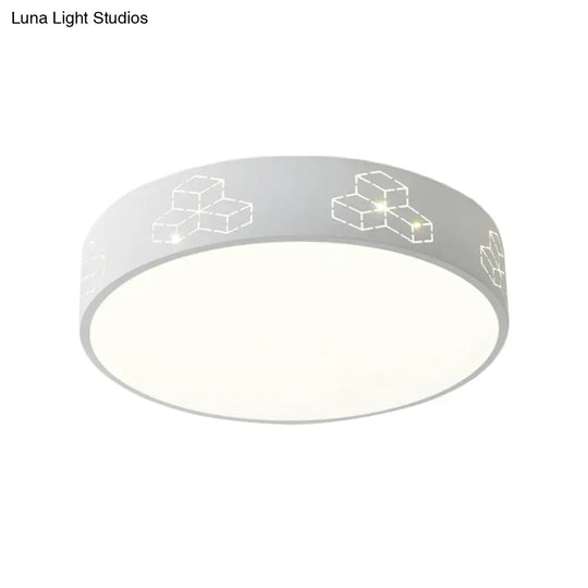 Cutout Iron Shade Led Flush Mount Ceiling Light For Kids Room - Moon-Star/Cube/Elephant Design In