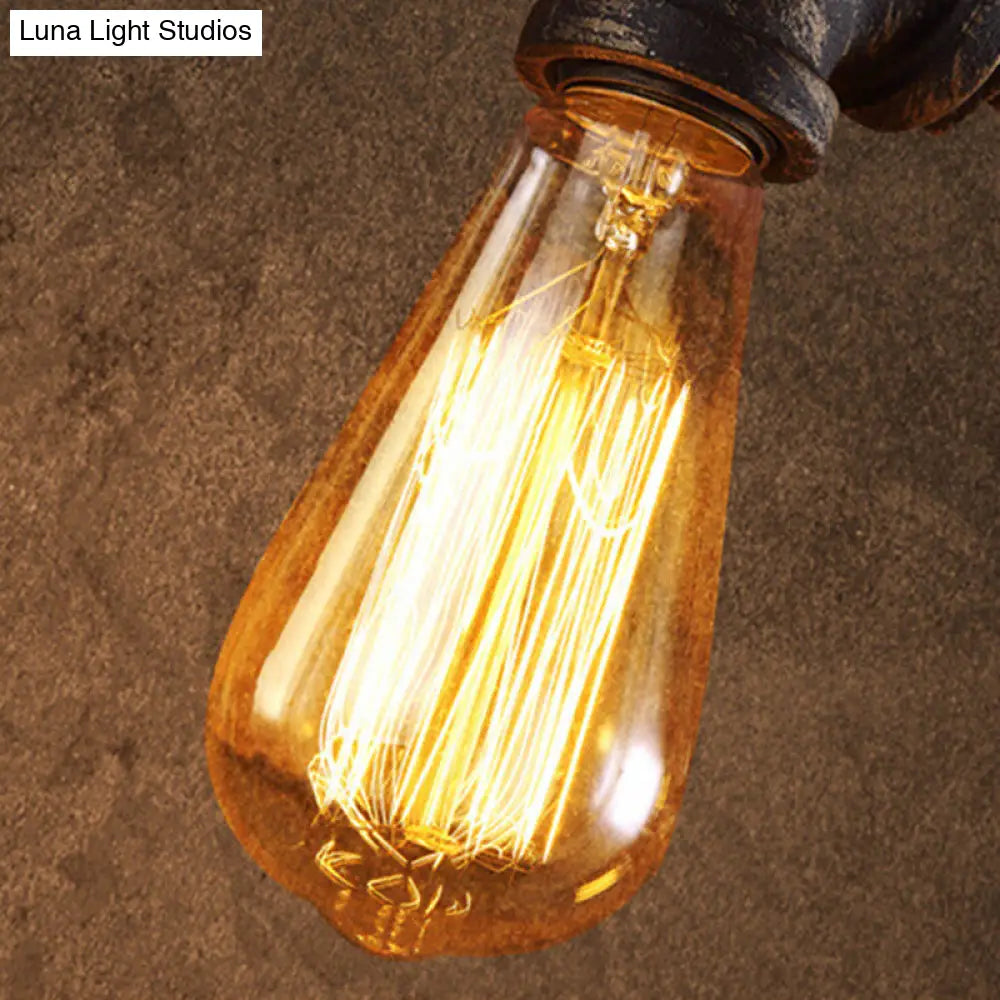 Cyberpunk Metallic Rust Wall Sconce With Bare Bulb Design Piping Restaurant Lamp