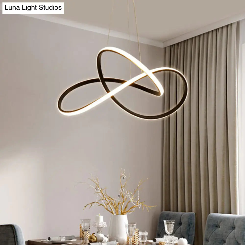 Cycle Pendant Light Fixture: Acrylic Led Chandelier In Black/White Warm/White (19.5/27.5 Width)