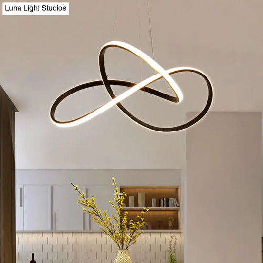 Cycle Pendant Light Fixture: Acrylic Led Chandelier In Black/White Warm/White (19.5/27.5 Width)