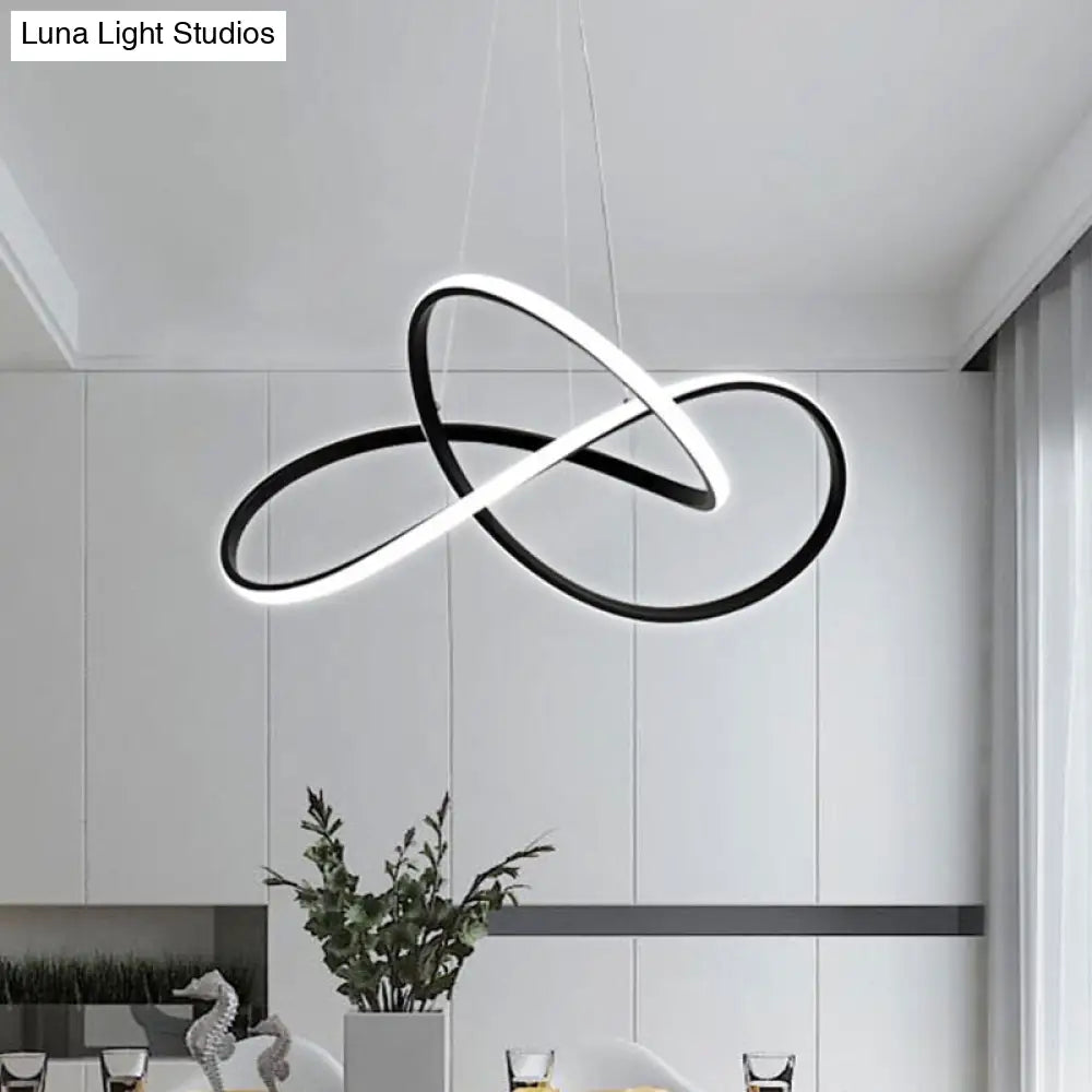 Cycle Pendant Light Fixture: Acrylic Led Chandelier In Black/White Warm/White (19.5/27.5 Width)